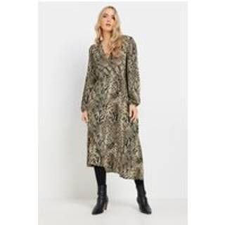 Lts Tall Beige Brown Snake Print Wrap Midi Dress Size 10