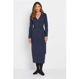 Lts Tall Navy Blue Wrap Midi Dress Size 16