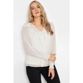 Lts Tall Women's White Dobby Frill Blouse Size 12
