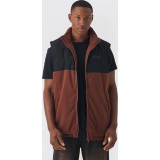 Mens Man Tab Boxy Colour Block Fleece Gilet In Grey