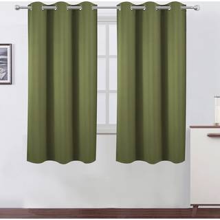 Lemomo Olive Green Blackout Gardiner 42 x 63 tommer l?ngde/s?t med 2 gardinpaneler/termisk isoleret v?relse m?rkere m?rkl?gningsgardiner til sove