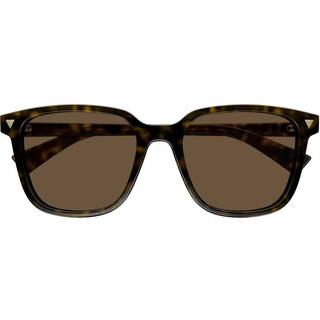 Bottega Veneta Unisex Bottega Veneta BV1255SA 002 Solbriller Acetat Havana Brun Firkantet Normal