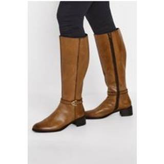 Lts Brown Leather Heeled Knee High Boots In Standard Fit Size Standard > 8 - Standard 8