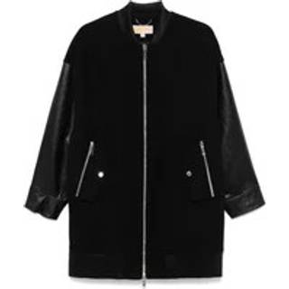 MK Oversized Mixed-Media Bomber Jacket - Black - Michael Kors - XXS