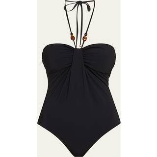 Zimmermann Wylie Drape Halter gathered swimsuit - black - S