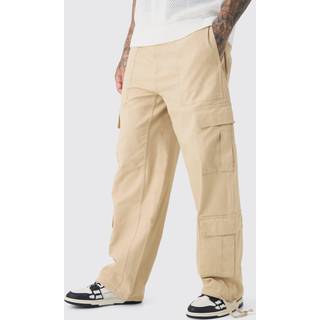 Mens Stone Tall Multi Cargo Gusset Baggy Cargo Trousers