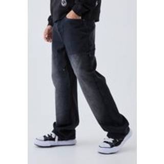 Mens Washed Black Relaxed Fit Carpenter Washed Jeans