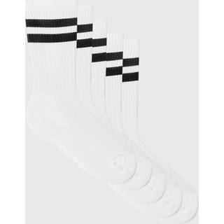 Mens White 5 Pack Stripe Sport Socks