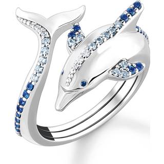 Thomas Sabo TR2384-644-1 Silberring Delfin mit Blauen Steinen