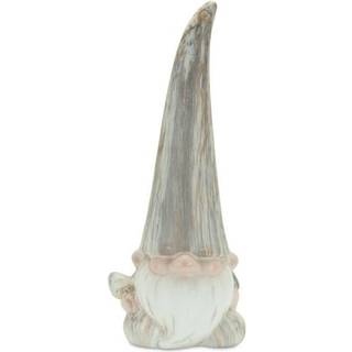 S?t med to gr? og beige terracotta fe st?ende gnome bordplade skulptur