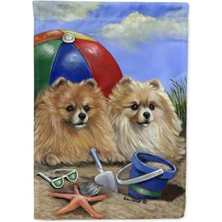 Carolines Treasures PPP3145GF Pomeranian Beach Garden Flag Postkasse Flag Dekorativ Yard Flag Banner Udenfor Patio Kunstv?rk Yard Blomsterbede Ha