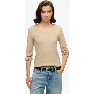Superdry Superdry Nude Fine Rib Scoop Neck Long Sleeves Top