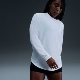 Langærmet Nike One Relaxed Dri-FIT-trøje til kvinder - hvid - XXL (EU 52-54)