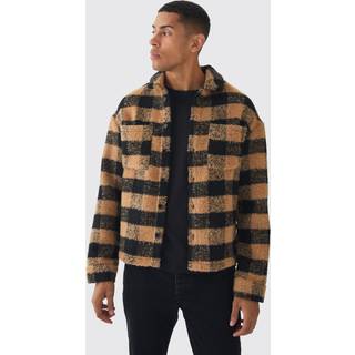 Mens Yellow Oversized Boxy Paint Splatter Check Shirt