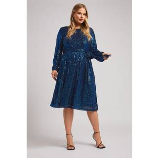 Yours Curve Yours Curve London Pailletter Langærmet Skater Midikjole - EU 50 (UK 22)