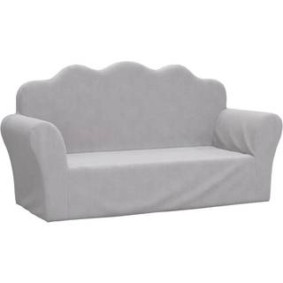 2-personers sofa til børn blødt plys lysgrå