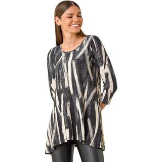 Roman Brush Print Hanky Hem Stretch Tunic Top40