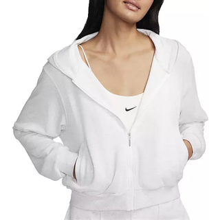 Løs Nike Sportswear Chill Terry-hættetrøje til kvinder i french terry med fuld lynlås - brun - XXL (EU 52-54)
