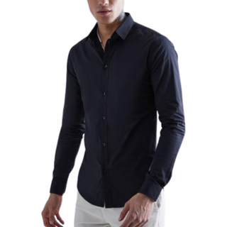 Mens Black Long Sleeve Stretch Fit Shirt