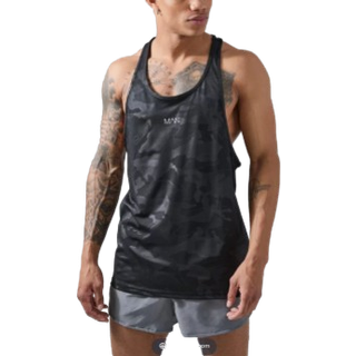 Mens Black Man Active Camo Performance Stringer Vest