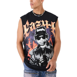 Mens Black Oversized Large Scale Eazy-E License vest