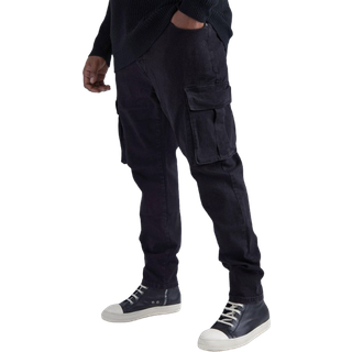 Mens Washed Black Plus Stretch Skinny Fit Cargo Jean
