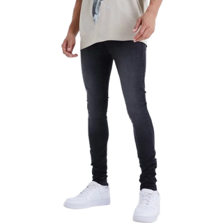 Mens Washed Black Tall Super Skinny Stretch Jeans