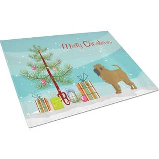 Caroline's Treasures CK3439LCB Tan Affenpinscher Christmas Tree Glass Cutting Board Stor dekorativt tempereret glasskæreskæring og serveringsplad