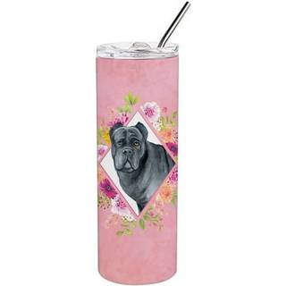 """" Caroline's Treasures Cane Corso Pink Flowers Double Walled rustfrit stål 20 oz tynd rejseisoleret tumblere multicolor """"