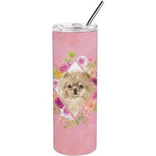 """" Carolines skatte pomeraniske lyserøde blomster dobbeltvægget rustfrit stål 20 oz tynd rejseisoleret tumblere multicolor """"