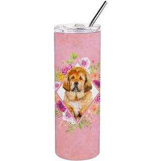 """" Caroline's Tibetian Mastiff Puppy Pink Flowers rustfrit stål 20 oz Skinny Travel-Simblers Multicolor ""