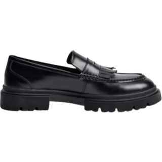Mens Pu Chunky Sole Tassel Loafer In Black