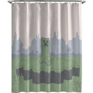 Jay Franco Minecraft Creeper Bruser Gardin - Licenseret videospil Badeværelse D? Cor til børn eller teenagere - 70 x 72 tommer vaskbart stofgardi