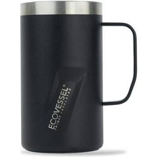Ecovessel transit rustfrit stål rejse krus/kaffekrus med skyder låg og ergonomisk håndtag tumbler med håndteret kaffekrus - 16 oz (sort skygge)