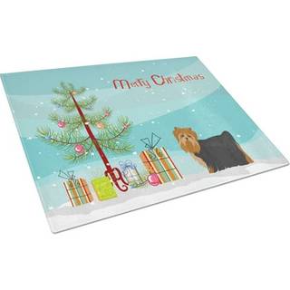 Caroline's Treasures CK3490LCB Yorkshire Terrier Christmas Tree Glass Cutting Board Stor dekorativt tempereret glas Køkkenskæring og serveringspl
