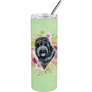 """" Carolines skatte russiske sorte terrier grønne blomster rustfrit stål 20 oz tynd rejseisoleret tumblere multicolor """"