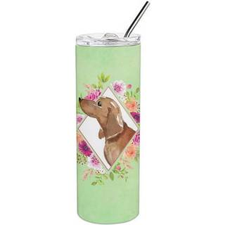 """" Carolines skatte Dachshund Green Flowers Double Walled rustfrit stål 20 oz tynd rejseisoleret tumblere multicolor """"