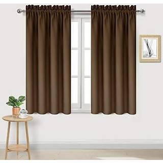 DWCN Brown Blackout Gardiner til soveværelse - Rod Pocket Termisk isoleret energibesparende gardiner til stue og soveværelse W 38 x L 54 tommer 2