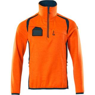 MASCOT ACCELERATE SAFE fleecetrøje med kort lynlås, hi-vis orange/mørk petroleum - M