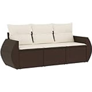 Sofasæt Til Haven 3 Dele Med Hynder Polyrattan Beige - Brun og cremefarvet / Uden bord