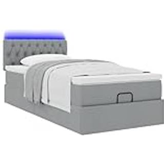 ottoman seng med madras 100x200 cm stof lysegrå