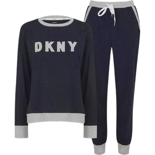 DKNY New Signature Long Sleeve Top and Jogger PJ - Navy-2 - X-Small