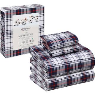 Ruvanti 100% bomuldsplader - spr?d k?ling percale ark til fuld st?rrelse seng ?ndbar og holdbart fuldt ark s?t 16 tommer dybe lomme lagner preuss