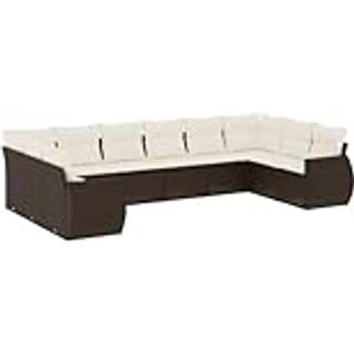 Sofasæt Til Haven 11 Dele Med Hynder Polyrattan Sort - Brun og cremefarvet / Uden bord