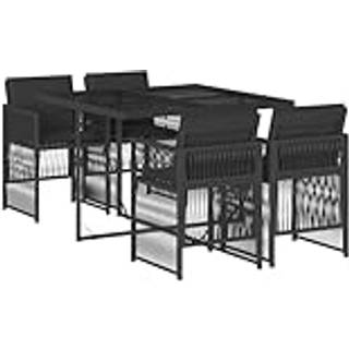 Spisebordssæt Til Haven 7 Dele Med Hynder Polyrattan - 4 / Sort
