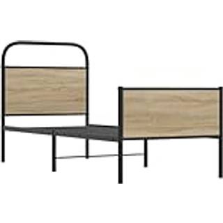 Sengeramme Uden Madras Metal Etræsfarve Røget Eg - med sengegavl og højt fodgærde / 80 x 200 cm