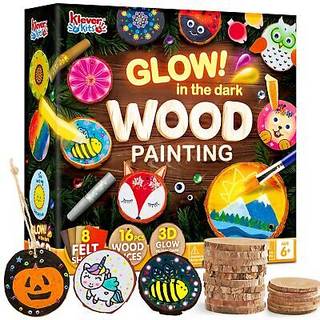 Klever Kits Tr?maleri Craft Kit-Glow in the Dark-Arts and Crafts til b?rn i alderen 6-12 Tr?skiver med kunst Activitiy Supplies Wood Crafts For B
