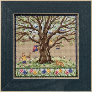 Spring Oak Beaded Counted Cross Stitch Kit Mill Hill 2017 Mighty Oak Quartet Series MH171712
