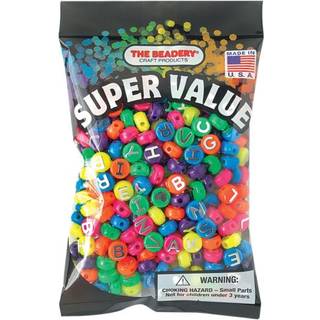 Beadery Alphabet Beads 10mm-Neon Multi/Black 360 Count