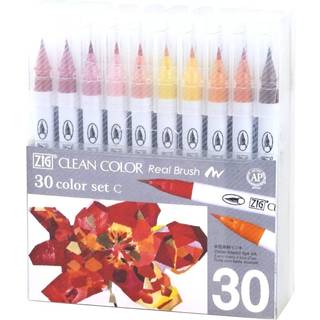 Kuretake Zig Clean Color Real Brush Nye 30 farver s?t C Fleksible b?rste tip akvarelpenne til at male tegning kalligrafi og b?rste bogstaver til